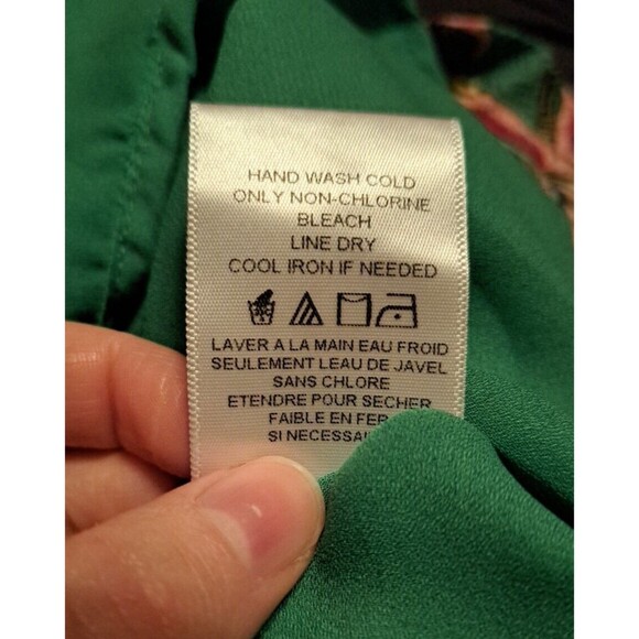 Pleione Women Green & Pink Pleated Leaf Pattern Stretch Waist Skirt Size Small - Picture 12 of 12